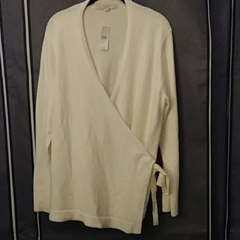 Cream faux wrap summer sweater